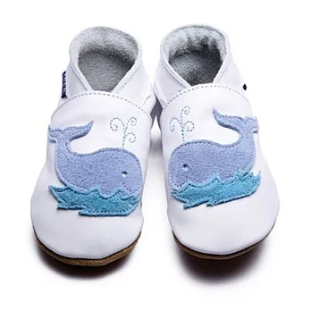 英國製Inch Blue，真皮手工學步鞋禮盒，Whale-White(6~12M)