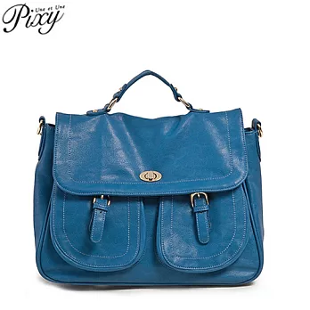 Pixy 雙口袋後背書包(丹寧藍)