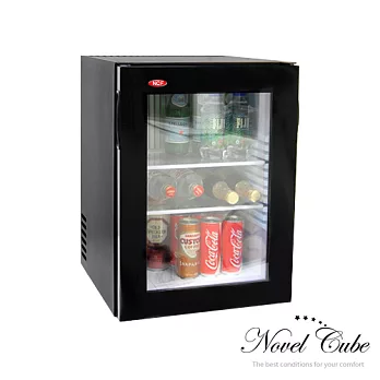 Novel Cube–Frigo NCF吸收式無聲小冰箱-40公升玻璃門款NCF40JG-B黑色
