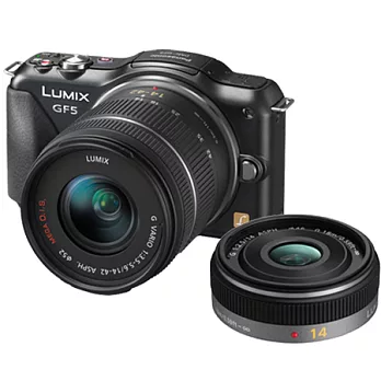 (平輸中文)Panasonic GF5+14mm F2.5+14-42mm雙鏡組-送16G+電池+原廠包+中型腳架+讀+吹+保貼/黑色