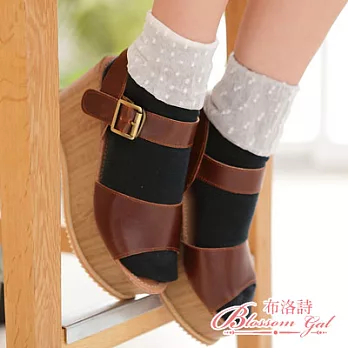 Blossom Gal日系公主風點點蕾絲花瓣短襪(氣質藍)