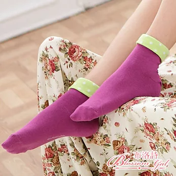 Blossom Gal韓國果漾繽紛反摺點點配色短襪(鮮紫)