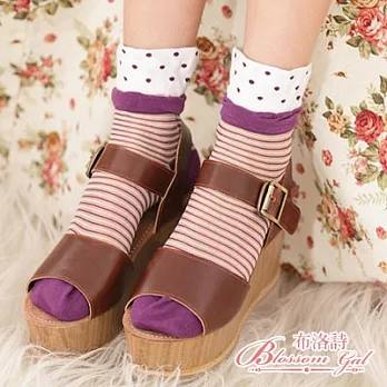 Blossom Gal韓國水玉點點拼接透感紗質短襪(薰衣紫)薰衣紫