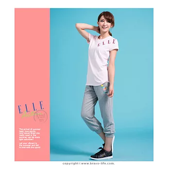 ELLE Active 圓領印花T恤_粉M粉紅