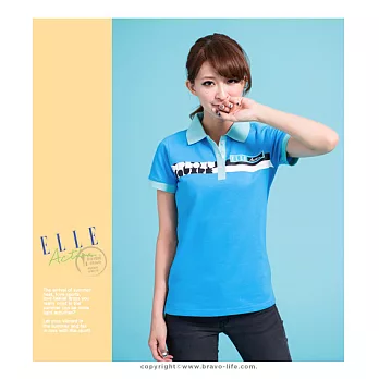 ELLE Active 印花POLO衫_藍M藍色