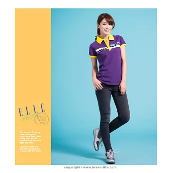 ELLE Active 印花POLO衫_紫M紫色