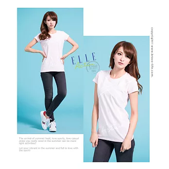 ELLE Active 圓領印花T恤_粉M粉紅色