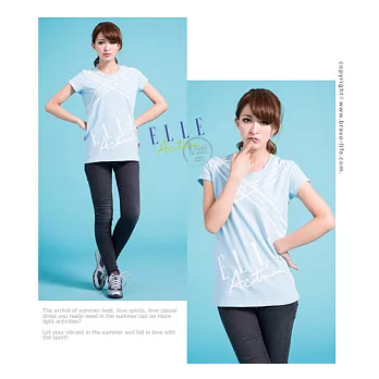 ELLE Active 圓領印花T恤_水藍M水藍色