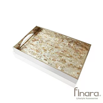 自然奢華系-不銹鋼天然貝殼長方形馬賽克托盤(小)