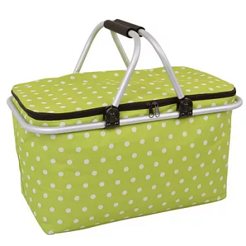 LIFECODE《點點風》鋁合金折疊保冰袋/野餐提籃-三色可選綠色