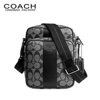 《COACH》新款 黑灰色PVC 防水材質斜背包