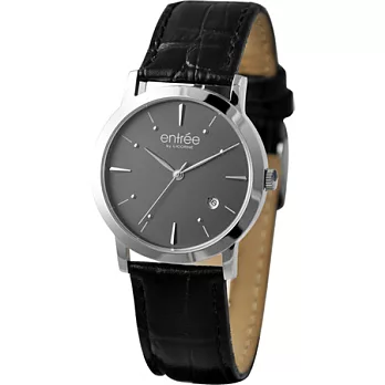 LICORNE entree 清澈時刻日期時尚腕錶(銀黑/大)