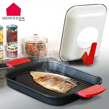 逸品軒-UCHICOOK日本製水蒸氣式健康蒸煮燒烤盤-紅