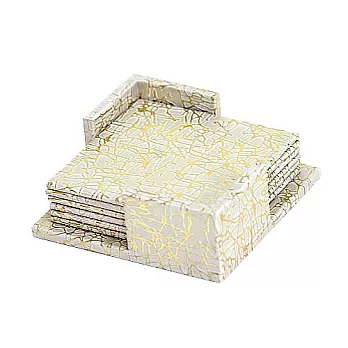 手工製-精品家飾/生活擺件, 皮革6件收納組杯墊 (曼哈頓金色)