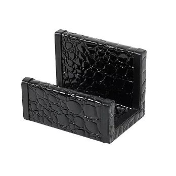 手工製-時尚餐廳飯店專用名片座(黑鱷魚皮)