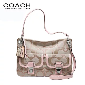 《COACH》專櫃款 粉色金蔥C Logo肩背/斜背二用包
