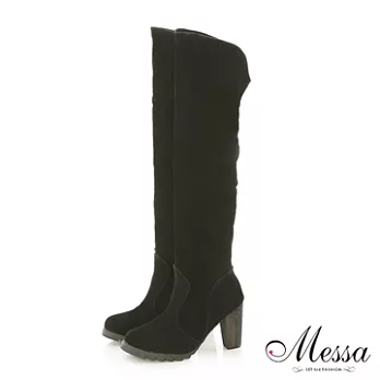 【Messa米莎】時尚性感名模過膝高跟長靴-36黑色