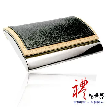 PLATO禮想世界-「皇家魅力」皮質刻字名片盒(時尚黑)