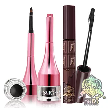 SUKI 香醇巧克力濃密睫毛膏+櫻姬耀眸防水眼線膠-堅強女神堅定耀黑