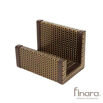 手工製-時尚餐廳飯店專用皮革名片座(咖啡拿鐵編織)