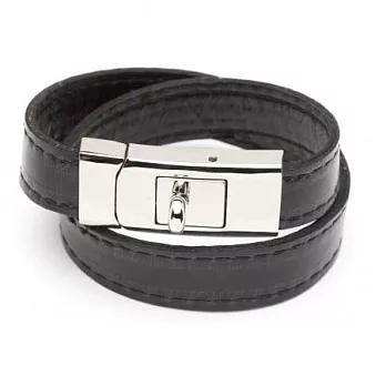 【CC SKYE】好萊塢品牌~銀扣黑色小羊皮雙圈手環