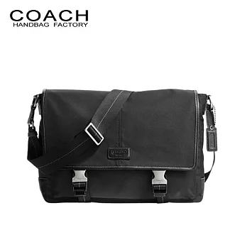 《COACH》黑色尼龍材質多功能斜背書包