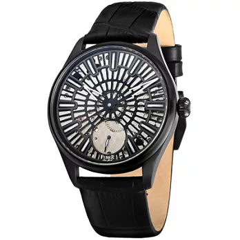 FIBER放射鏤空手上鍊系列腕錶IP黑/44mm