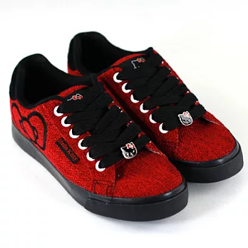 ◤Green Phoenix◥HELLO KITTY_可愛甜心蝴蝶結綁帶針織布面休閒鞋25紅色