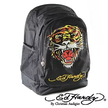 ED Hardy 印花虎王三層大背包-黑色