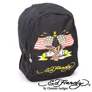 ED Hardy 印刷美國老鷹雙層中背包黑色款