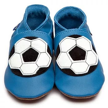 英國製Inch Blue，真皮手工學步鞋禮盒，Football-Blue(6~12M)