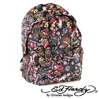 ED Hardy 印花經典刺青圖騰雙層中背包