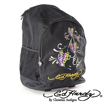 ED Hardy 印刷蝴蝶三層拉桿旅行背包