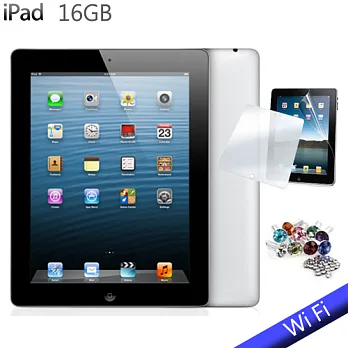 NEW IPAD 4(台灣公司貨) Wi-Fi 版 16GB+保護貼 贈送水鑽耳機防塵塞黑