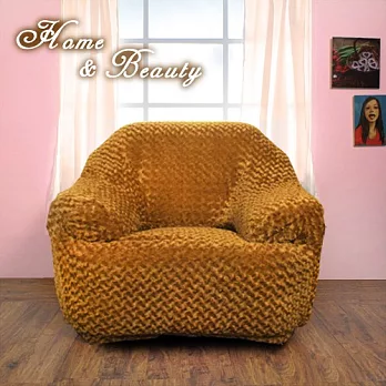 【HomeBeauty】繽紛立體柔順玫瑰絨沙發罩-1人座-可可棕