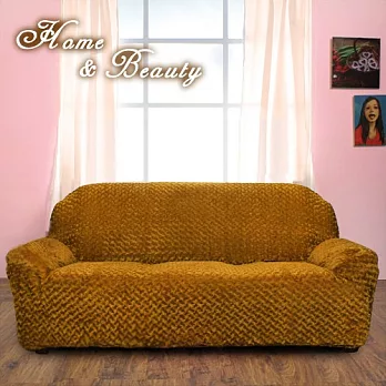 【HomeBeauty】繽紛立體柔順玫瑰絨沙發罩-1+2+3人座-可可棕
