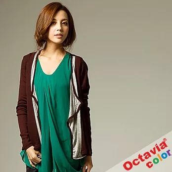 【OCTAVIA COLOR】薇卡風雙層式假兩件式罩衫 - 灰酒紅