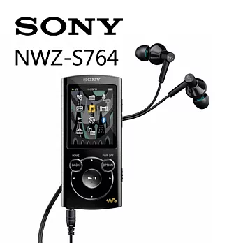 SONY NWZ-S764 8GB Walkman專業美型隨身聽（偏執黑）【公司貨】送SONY皮質手環帶.