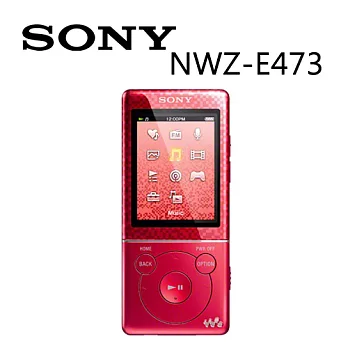 SONY NWZ-E473 新力 4GB Walkman 數位隨身聽（熱戀紅）【公司貨】送SONY皮質手環帶.