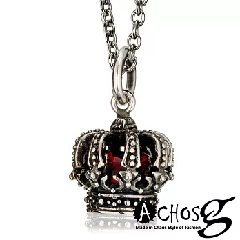 ACHOS【魅惑皇冠The crow 紅】潮流吊墬搭配鍺鈦項圈2.5mm-40cm