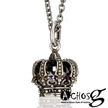 ACHOS【魅惑皇冠The crow 白】潮流吊墬搭配鍺鈦項圈2.5mm-40cm