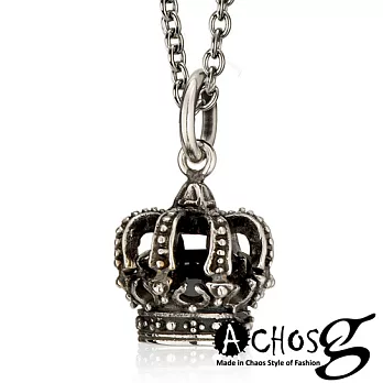 ACHOS【魅惑皇冠The crow 黑】潮流吊墬搭配鍺鈦項圈2.5mm-40cm