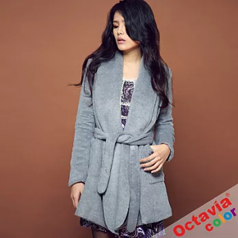 【OCTAVIA COLOR】NEWYORK 中長版毛料大衣 - 雪灰