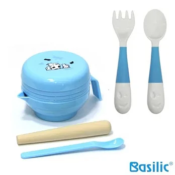 【貝喜力克】七件式寶寶食物料理器+乳牛叉匙組