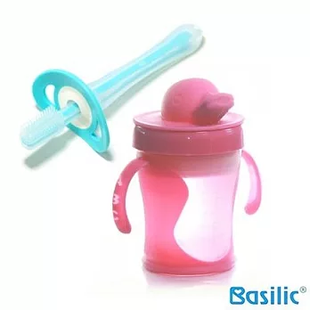 【貝喜力克】鴨頭握把水杯+矽膠牙刷