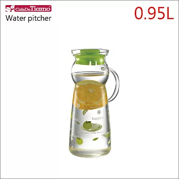 CafeDeTiamo 玻璃水壺(有把)【綠色蘋果】950ml (綠) HG2290 G