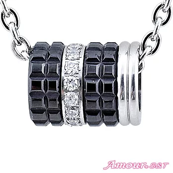 AmourS&T艾摩兒 幸福時刻 鋼項鍊(男)黑+銀