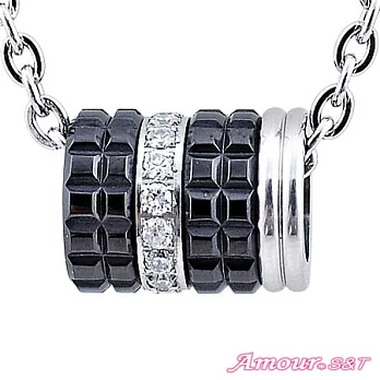 AmourS&T艾摩兒 幸福時刻 鋼項鍊(女)黑+銀