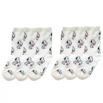 LOVE SNOOPY 4分之4童襪-白*6入(SS5063700白)