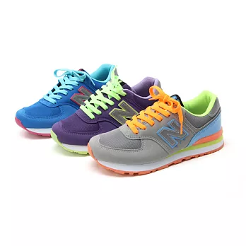 ezwalking{韓國女鞋}多彩復古運動鞋-藍、紫、灰